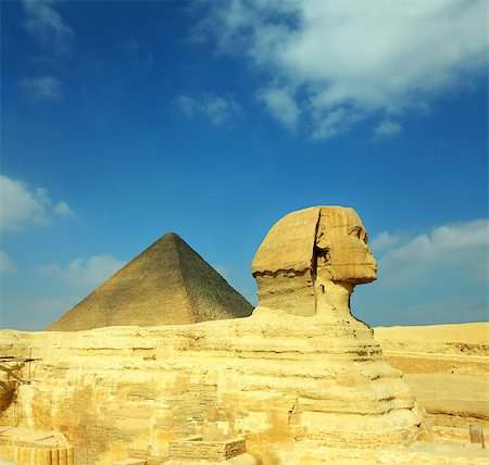 simsearch:400-04201054,k - famous ancient egypt Cheops pyramid and sphinx in Giza Stock Photo - Budget Royalty-Free & Subscription, Code: 400-04895910