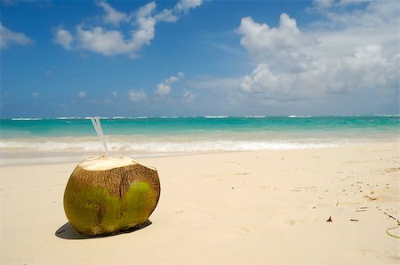 simsearch:400-05944023,k - A Coconut drink on exotic beach at the Dominican Republic Stock Photo - Budget Royalty-Free & Subscription, Code: 400-04896344