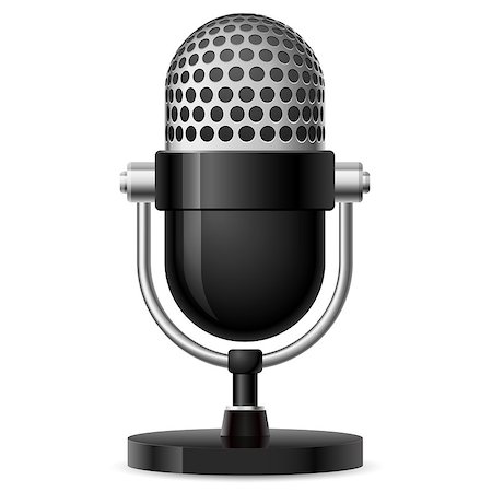 simsearch:400-04630784,k - Realistic retro microphone number two. Illustration on white background for design Stock Photo - Budget Royalty-Free & Subscription, Code: 400-04898468