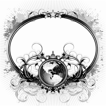 world with ornate frame,  this illustration may be useful as designer work Stock Photo - Budget Royalty-Free & Subscription, Code: 400-04899306