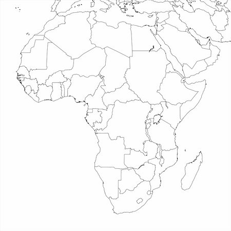 Blank Africa regional map in orthographic projection. Stock Photo - Budget Royalty-Free & Subscription, Code: 400-04899919