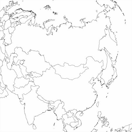 Blank Asian regional map in orthographic projection. Stock Photo - Budget Royalty-Free & Subscription, Code: 400-04899924