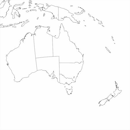 Blank Australian regional map in orthographic projection. Stock Photo - Budget Royalty-Free & Subscription, Code: 400-04899925