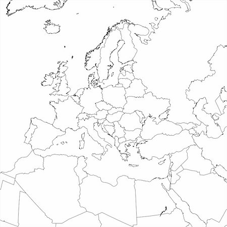 Blank European regional map in orthographic projection. Stock Photo - Budget Royalty-Free & Subscription, Code: 400-04899927