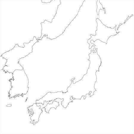 Blank Japan regional map in orthographic projection. Stock Photo - Budget Royalty-Free & Subscription, Code: 400-04899928