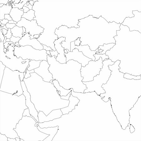 Blank Middle East regional map in orthographic projection. Stock Photo - Budget Royalty-Free & Subscription, Code: 400-04899929