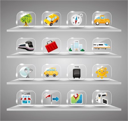 simsearch:400-05681063,k - Cute travel icons collection,Transparent glass button Stock Photo - Budget Royalty-Free & Subscription, Code: 400-04899973
