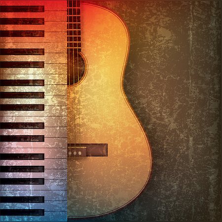 piano symbols - abstract grunge music background with piano and guitar Foto de stock - Super Valor sin royalties y Suscripción, Código: 400-04892144