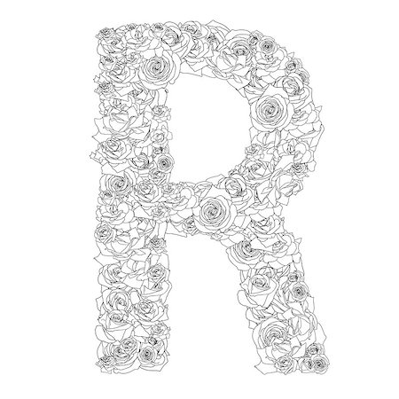 Flower alphabet of red roses, characters R Photographie de stock - Aubaine LD & Abonnement, Code: 400-04892502
