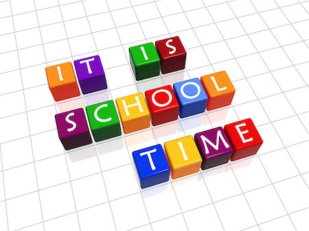 simsearch:400-08315791,k - 3d colour cubes with white letters with text - it is school time Foto de stock - Super Valor sin royalties y Suscripción, Código: 400-04892717