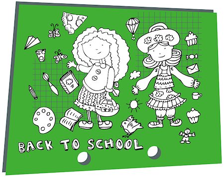 school child graphics - Kids elements school girls and icons Stock Photo - Budget Royalty-Free & Subscription, Code: 400-04892916