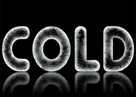 frosted texture - The word COLD is spelled in frosty frozen letters on a black background with a reflection. Computer generated. Stock Photo - Budget Royalty-Free & Subscription, Code: 400-04905738