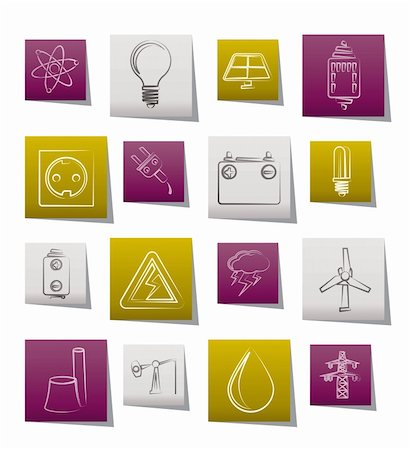 simsearch:400-04285412,k - Power and electricity industry icons - vector icon set Stock Photo - Budget Royalty-Free & Subscription, Code: 400-04906097