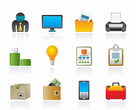 Business and office equipment icons - vector icon set Stock Photo - Budget Royalty-Free & Subscription, Code: 400-04906091