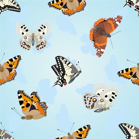 Seamless background of flying moths. The illustration on white background. Stock Photo - Budget Royalty-Free & Subscription, Code: 400-04906984