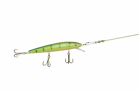 decoy - long green wobbler for fishing on white background Stock Photo - Budget Royalty-Free & Subscription, Code: 400-04907073