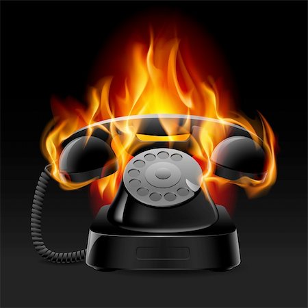 Realistic fire retro phone. Illustration of the designer on a black background Stock Photo - Budget Royalty-Free & Subscription, Code: 400-04908529