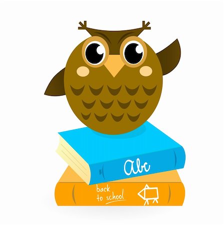 Wise Owl Mascot with Books. Vector cartoon Illustration. Stock Photo - Budget Royalty-Free & Subscription, Code: 400-04908538