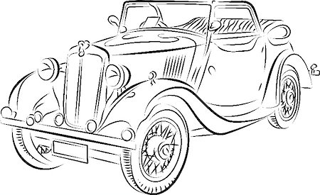 Drawing of the retro car, vector illustration Stock Photo - Budget Royalty-Free & Subscription, Code: 400-04908944