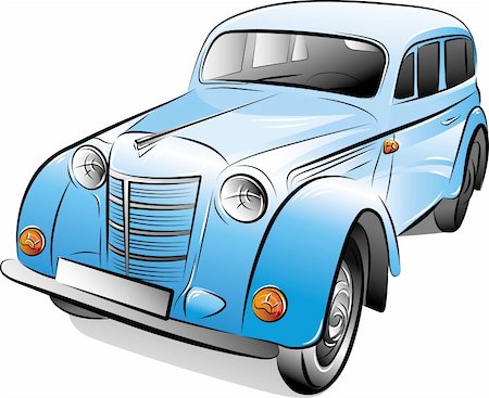 Drawing of the retro car, vector illustration Stock Photo - Budget Royalty-Free & Subscription, Code: 400-04909001