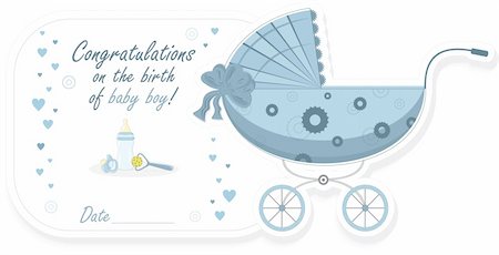 people enjoying greeting card - Postcard Congratulation on the birth of baby boy. Vector Illustration. Stock Photo - Budget Royalty-Free & Subscription, Code: 400-04909374