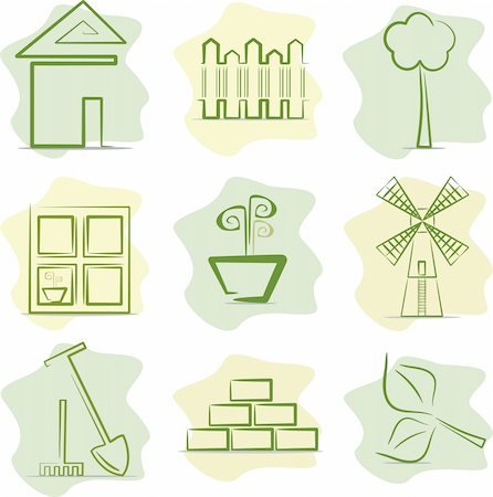 Icons of contryside life and gardening. Vector Illustration. Stock Photo - Budget Royalty-Free & Subscription, Code: 400-04900261