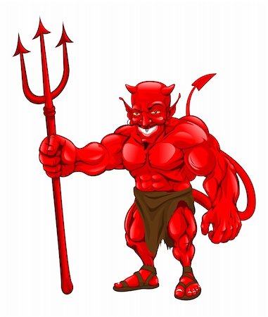 A devil cartoon character illustration standing with pitchfork Stock Photo - Budget Royalty-Free & Subscription, Code: 400-04900648