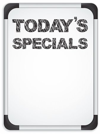 Vector - Whiteboard with Today's Specials Message written with Chalk Stock Photo - Budget Royalty-Free & Subscription, Code: 400-04901287