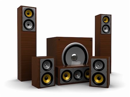 speakers graphics - 3d illustration of audio system over white background Stock Photo - Budget Royalty-Free & Subscription, Code: 400-04901347