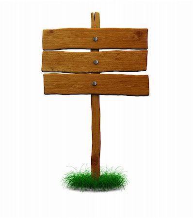 simsearch:400-04229535,k - 3d illustration of wooden signboard with grass, isolated over white Photographie de stock - Aubaine LD & Abonnement, Code: 400-04901377