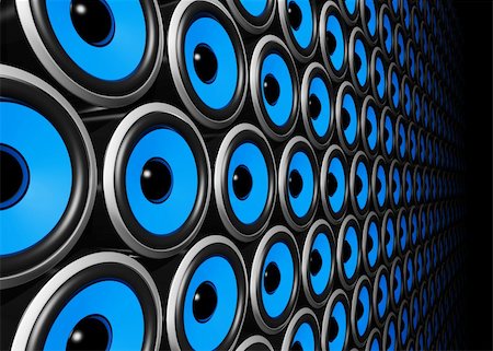 speakers graphics - three dimensional blue speakers wall Stock Photo - Budget Royalty-Free & Subscription, Code: 400-04901705