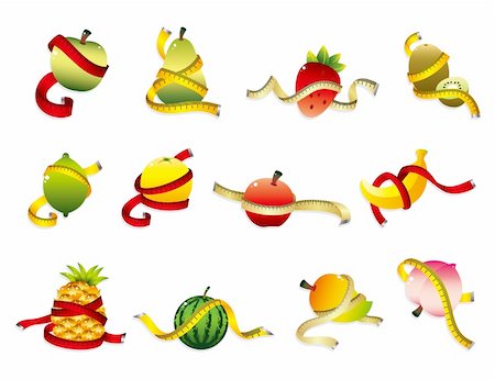 simsearch:400-05891431,k - set of fresh fruit and ruler health icon Stock Photo - Budget Royalty-Free & Subscription, Code: 400-04902011