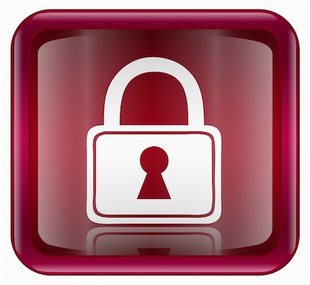 Lock icon red, isolated on white background Photographie de stock - Aubaine LD & Abonnement, Code: 400-04902560