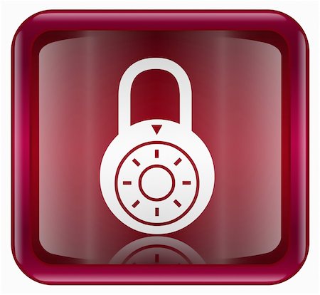 Lock off icon red, isolated on white background. Photographie de stock - Aubaine LD & Abonnement, Code: 400-04902572