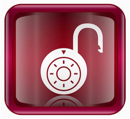 Lock on icon red, , isolated on white background. Photographie de stock - Aubaine LD & Abonnement, Code: 400-04902573