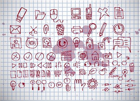 simsearch:400-04729472,k - hand drawn computer icons isolated on the old paper Stock Photo - Budget Royalty-Free & Subscription, Code: 400-04903006