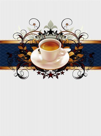 simsearch:400-04400418,k - cup of coffee with ornate elements, this illustration may be useful as designer work Stock Photo - Budget Royalty-Free & Subscription, Code: 400-04914033