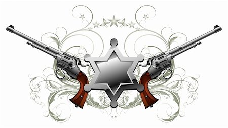 simsearch:400-04914047,k - sheriff star with guns,  this illustration may be useful as designer work Stock Photo - Budget Royalty-Free & Subscription, Code: 400-04914046