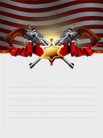 simsearch:400-04914047,k - sheriff star with guns and usa background,  this illustration may be useful as designer work Stock Photo - Budget Royalty-Free & Subscription, Code: 400-04914049