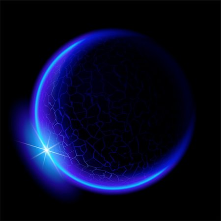 simsearch:400-05342470,k - One blue planet in deep space. Black space. Blue Sunset. Stock Photo - Budget Royalty-Free & Subscription, Code: 400-04914202