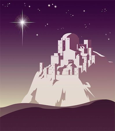 Illustration of Christmas star over Bethlehem announcing the birth of Jesus Stock Photo - Budget Royalty-Free & Subscription, Code: 400-04914218