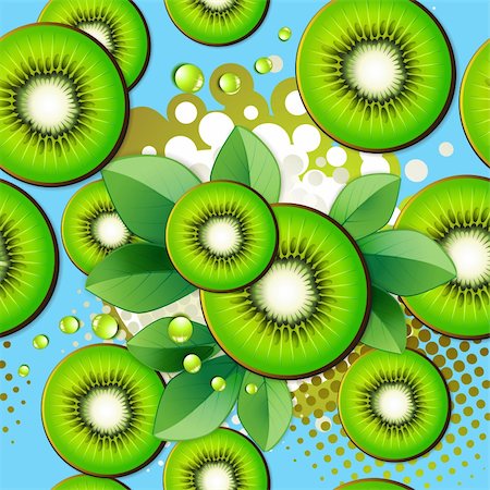 simsearch:400-06082374,k - Seamless pattern with kiwi slices over colored background Stock Photo - Budget Royalty-Free & Subscription, Code: 400-04915114