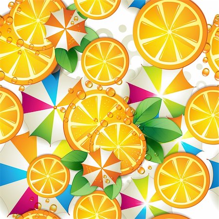 simsearch:400-06082374,k - Seamless pattern with slice orange and umbrella Stock Photo - Budget Royalty-Free & Subscription, Code: 400-04915127