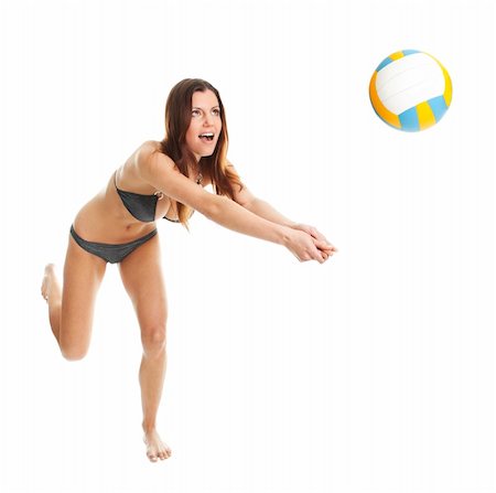 simsearch:400-07421488,k - Volleyball player woman in swimwear. Isolated on white Stock Photo - Budget Royalty-Free & Subscription, Code: 400-04915834