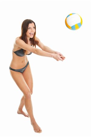 simsearch:400-07421488,k - Volleyball player woman in swimwear. Isolated on white Stock Photo - Budget Royalty-Free & Subscription, Code: 400-04915833