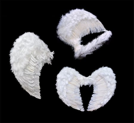 White angel wings isolated on black background Stock Photo - Budget Royalty-Free & Subscription, Code: 400-04916316