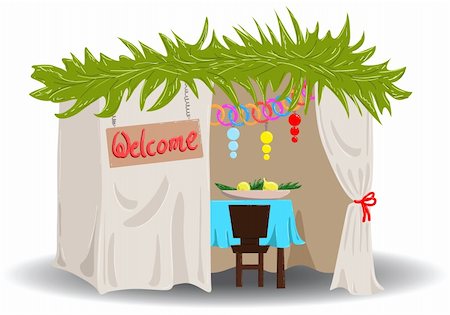 simsearch:400-06069331,k - A Vector illustration of a Sukkah decorated with ornaments for the Jewish Holiday Sukkot. Stock Photo - Budget Royalty-Free & Subscription, Code: 400-04916816