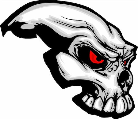 skull with bone in mouth - Cartoon Vector Image of a Skull with Scary Red Demon Eyes Stock Photo - Budget Royalty-Free & Subscription, Code: 400-04917247