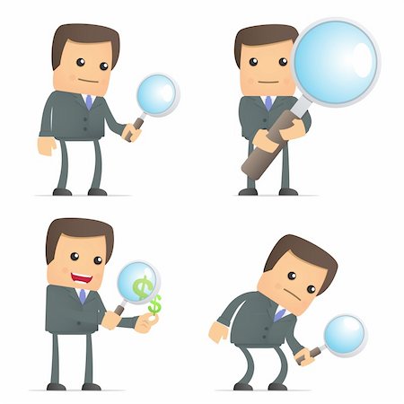 detectives and investigators cartoons - set of funny cartoon businessman in various poses for use in presentations, etc. Stock Photo - Budget Royalty-Free & Subscription, Code: 400-04919611