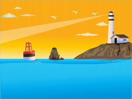 simsearch:400-04272525,k - illustration of a lighthouse on top of a hill by the sea Stock Photo - Budget Royalty-Free & Subscription, Code: 400-04910090